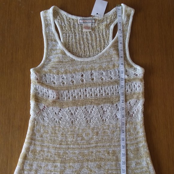 Flying Tomato | Fancy Knit Racerback Tan and White Tank | S | New - Picture 11 of 13